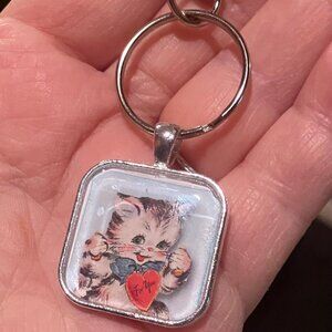 2/$12, 4/$20 Kitten With Heart Keychain